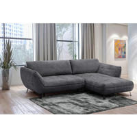ECKSOFA in Struktur Anthrazit  - Anthrazit/Schwarz, Design, Textil/Metall (282/187cm) - Livetastic