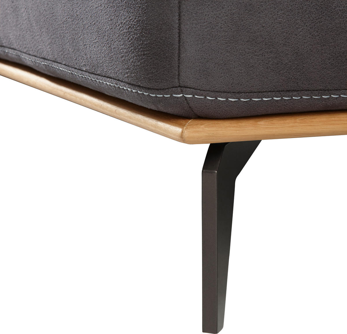 ECKSOFA in Mikrofaser Dunkelgrau  - Dunkelgrau/Beige, Design, Textil/Metall (176/298cm) - Valnatura