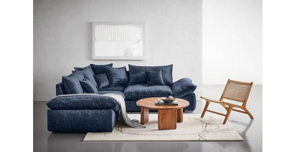 ECKSOFA in Velours Dunkelblau  - Chromfarben/Dunkelblau, KONVENTIONELL, Kunststoff/Textil (247/247cm) - Carryhome