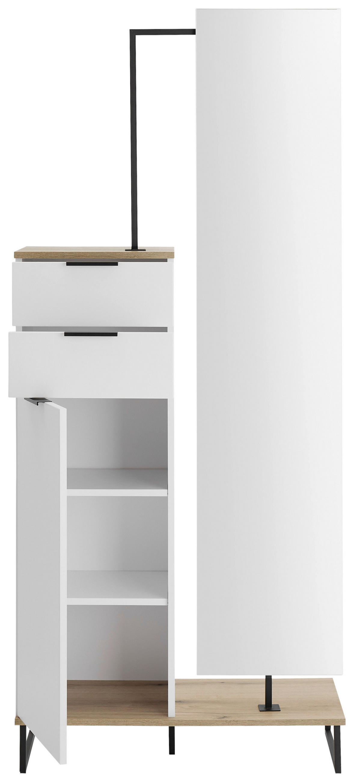 HOCHSCHRANK 78/200/35 cm  - Eichefarben/Schwarz, KONVENTIONELL, Holzwerkstoff/Metall (78/200/35cm) - home24