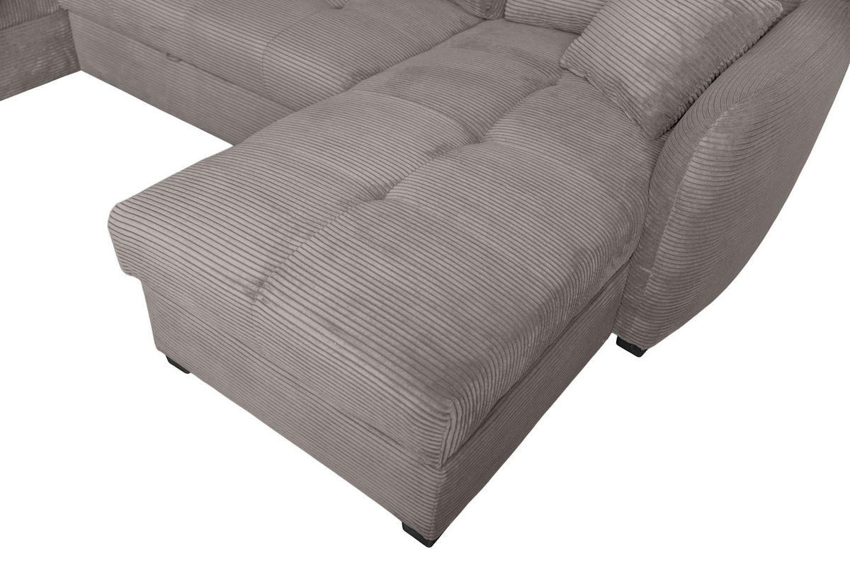 WOHNLANDSCHAFT SORINA Dunkelgrau Cord  - Dunkelgrau/Schwarz, Design, Kunststoff/Textil (202/305/157cm) - MID.YOU