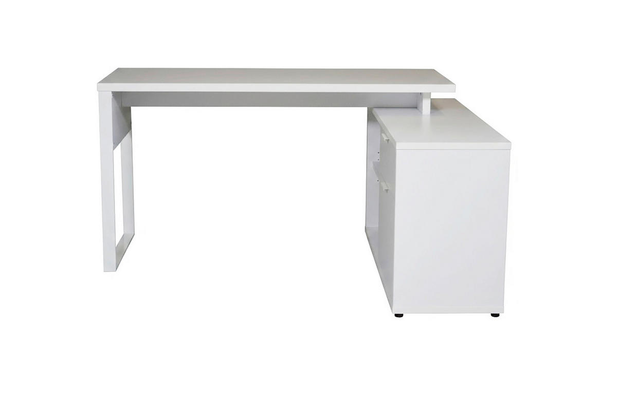 ECKSCHREIBTISCH 150/120/76 cm Weiß Kabeldurchlass, Stauraum, seitenverkehrt montierbar  - Weiß, MODERN, Holzwerkstoff/Metall (150/120/76cm) - MID.YOU