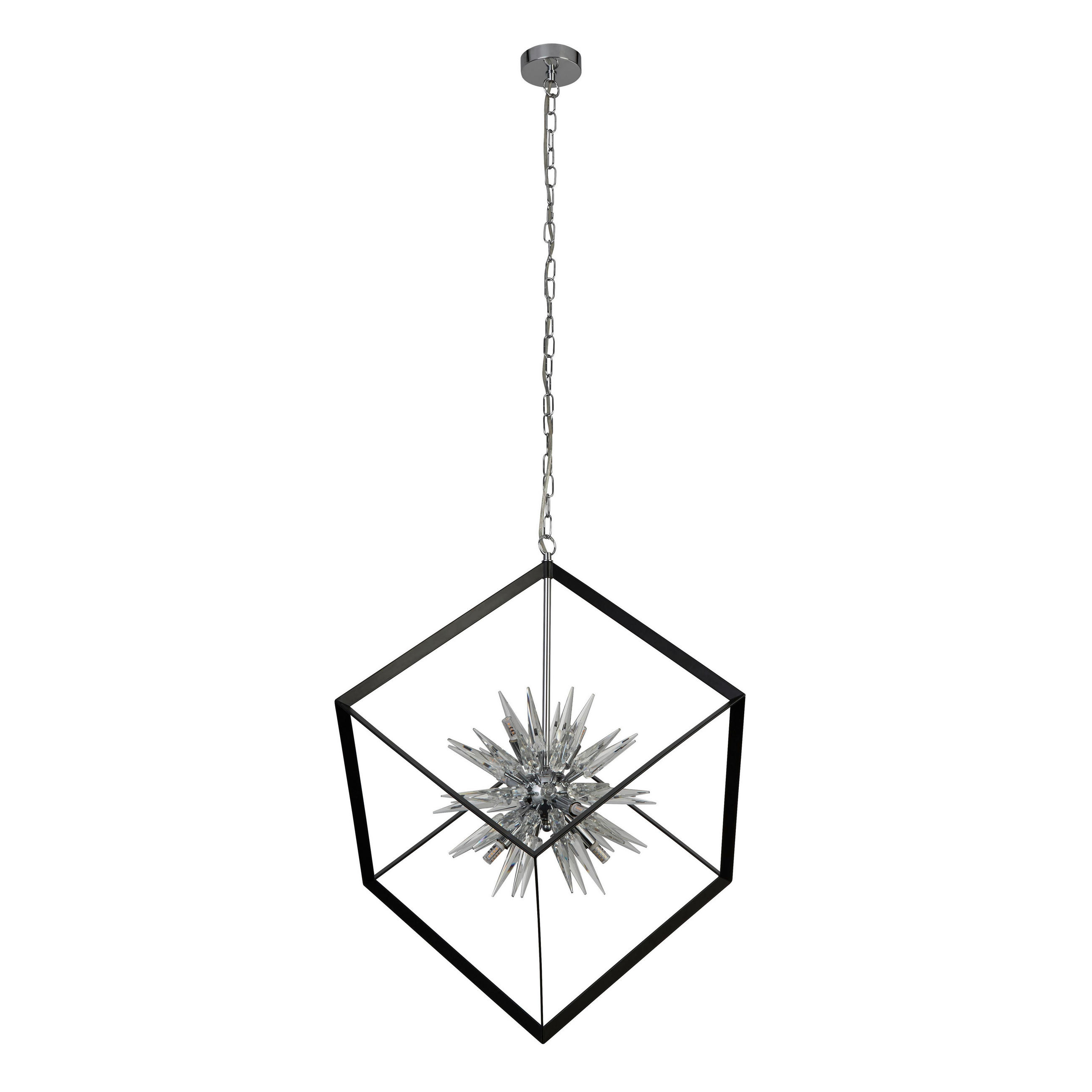 LAMPĂ SUSPENDATĂ  - străveziu/negru, Basics, sticlă/metal (65/15.3/65cm)