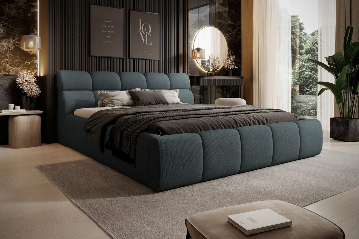 POLSTERBETT 160/200 cm  in Petrol, Graublau  - Graublau/Petrol, Design, Kunststoff/Textil (160/200cm) - Esposa