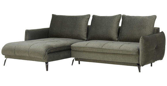 ECKSOFA Olivgrün Flachgewebe  - Schwarz/Olivgrün, Design, Textil/Metall (180/273cm) - Hom`in