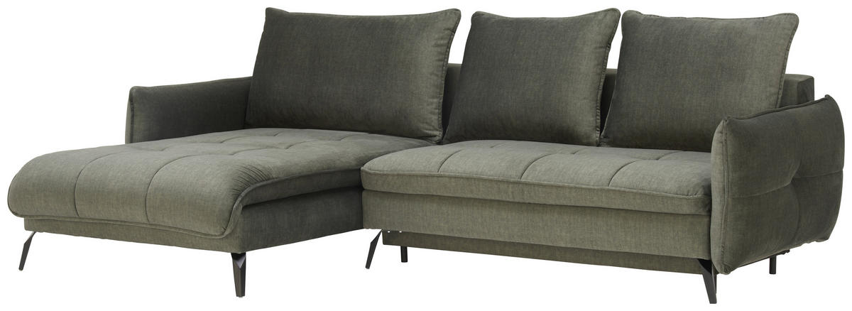KUTNA GARNITURA tekstil  maslinasto zelena   - maslinasto zelena/crna, Design, tekstil/metal (180/273cm) - Hom`in