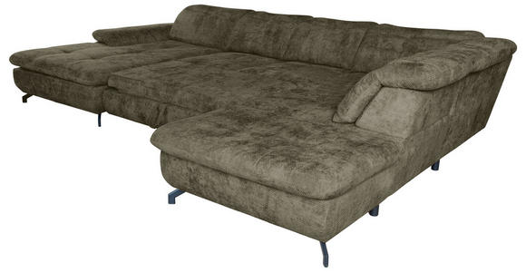 WOHNLANDSCHAFT  in Struktur Olivgrün  - Schwarz/Olivgrün, KONVENTIONELL, Textil/Metall (188/357/253cm) - Carryhome