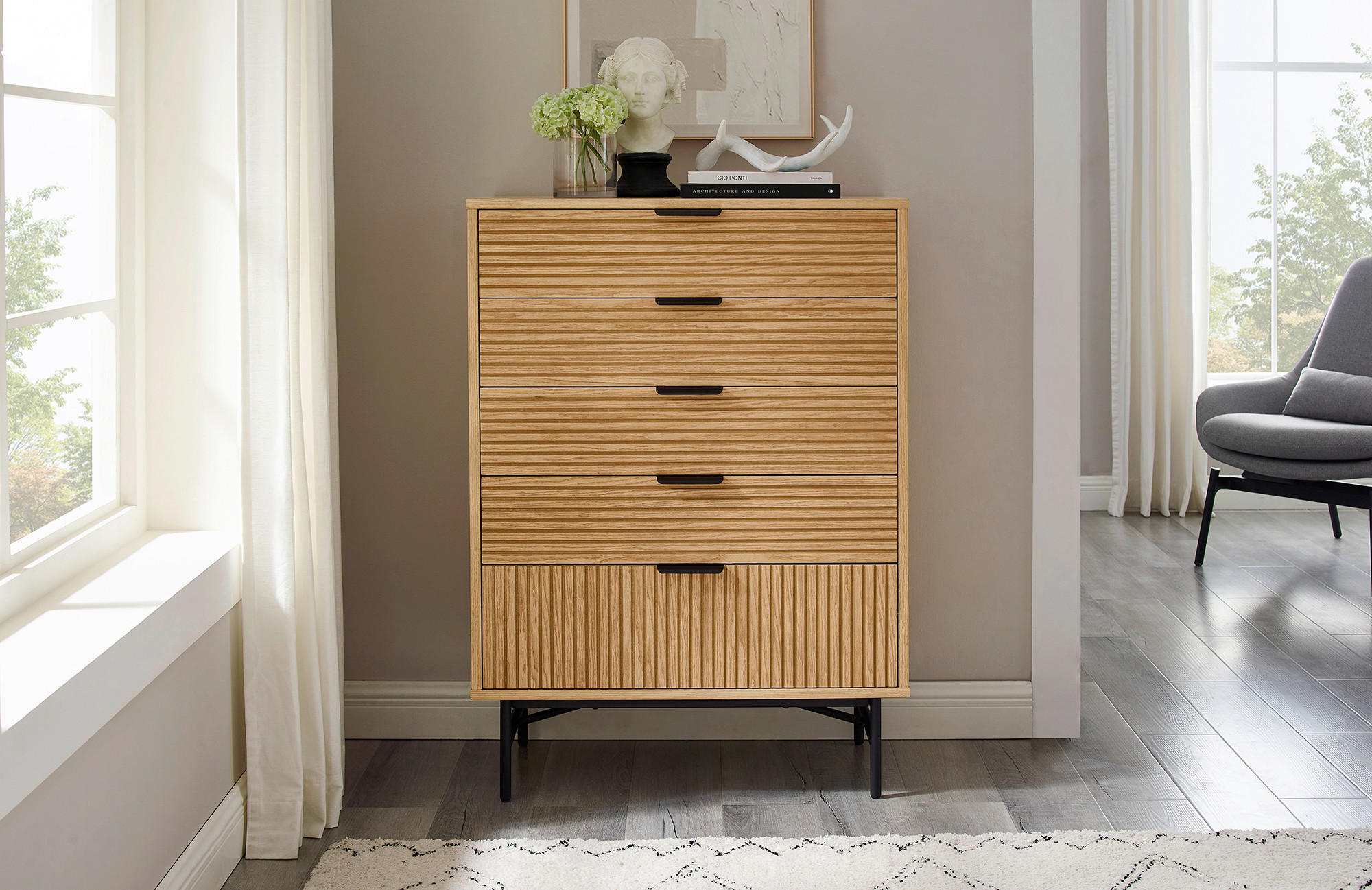 KOMMODE  in 80/113/40 cm  - Eichefarben/Schwarz, Design, Holz/Holzwerkstoff (80/113/40cm) - Livetastic