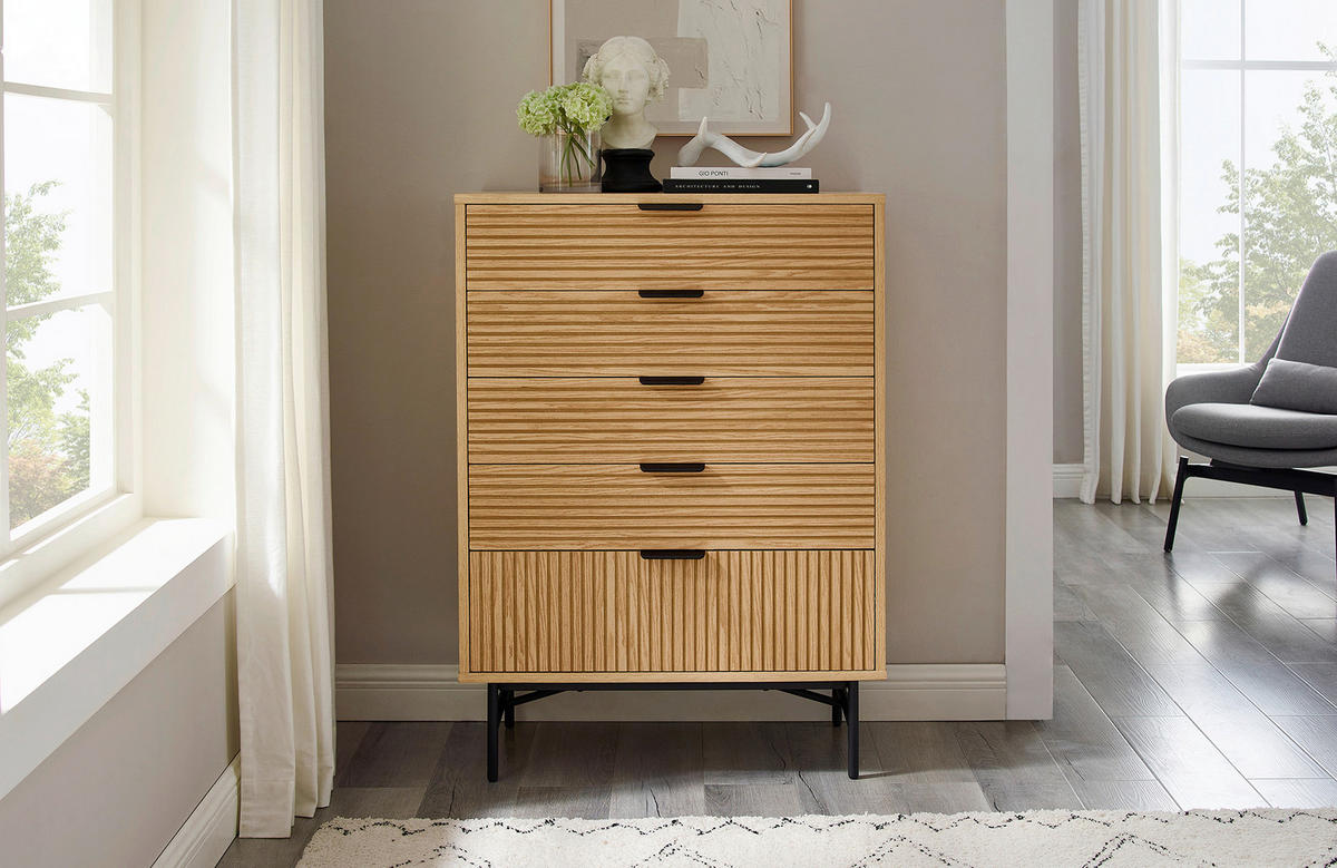 KOMMODE  in 80/113/40 cm  - Eichefarben/Schwarz, Design, Holz/Holzwerkstoff (80/113/40cm) - Livetastic