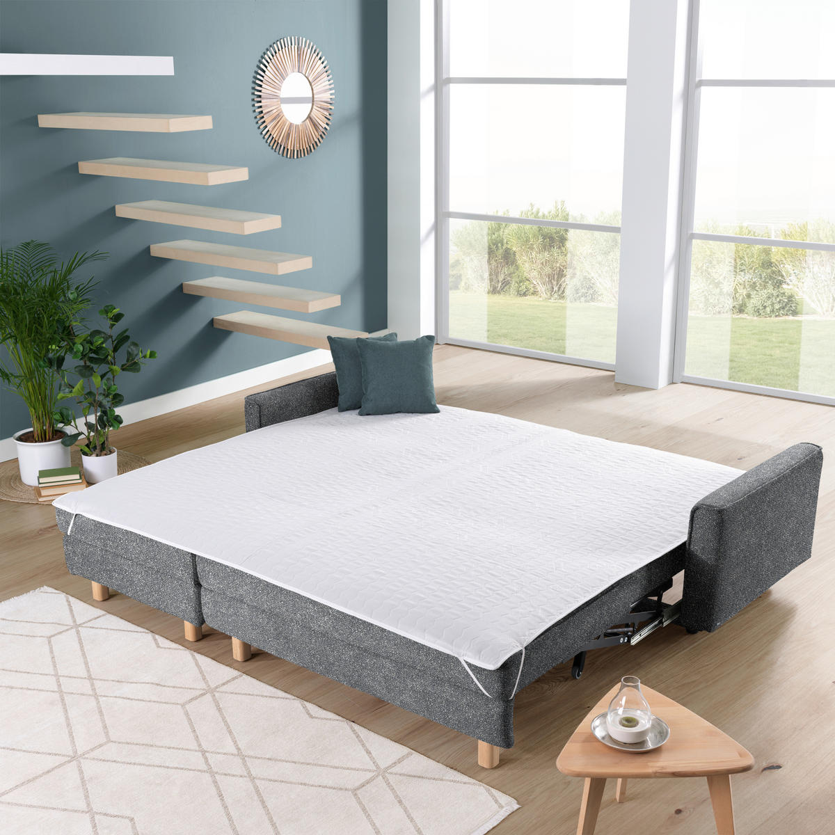 ECKSOFA  in Mikrovelours Grau  170/237 cm  - Eichefarben/Grau, KONVENTIONELL, Holz/Textil (170/237cm) - Sedda