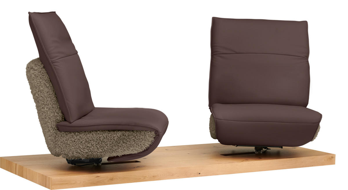 2-SITZER-SOFA  in Hochflor Echtleder Braun, Hellbraun  - Hellbraun/Schwarz, Design, Leder/Holz (240/65/104cm) - Koinor