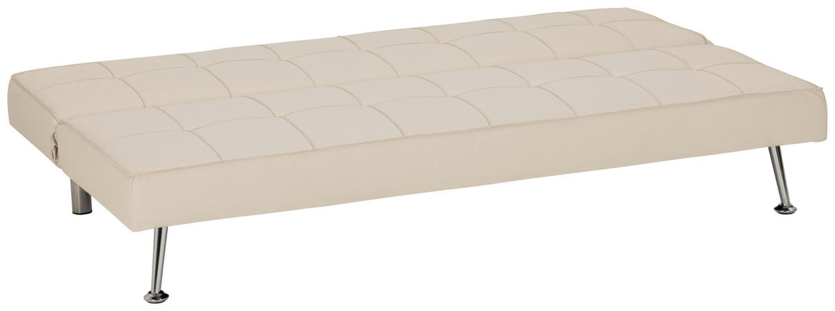 SCHLAFSOFA Lederlook Creme  - Silberfarben/Creme, Basics, Textil/Metall (179/74/91cm) - P & B