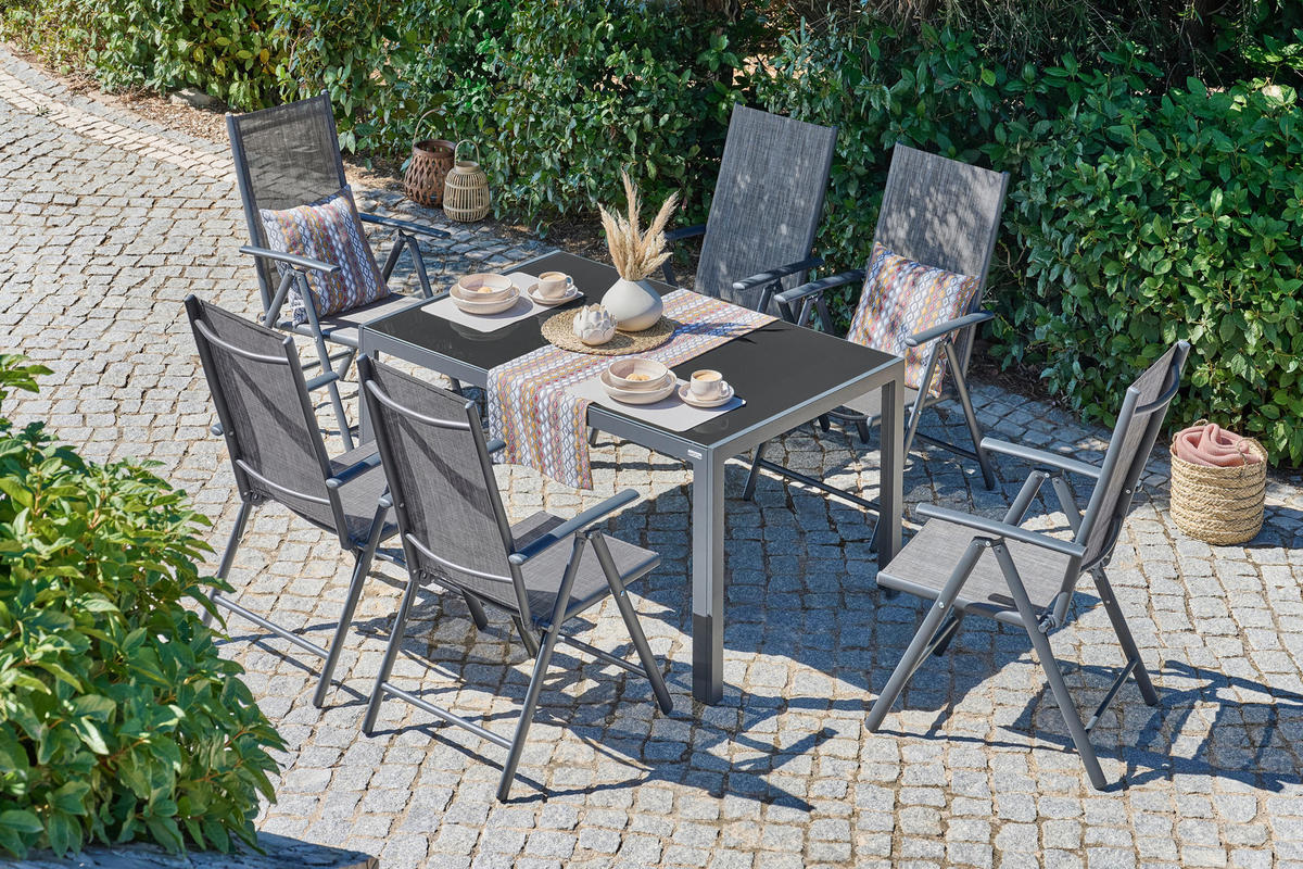 GARTENTISCH Metall, Glas Anthrazit rechteckig  - Anthrazit, Design, Glas/Metall (140/90/72cm) - Xora
