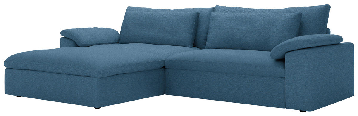 ECKSOFA  Chenille Blau  - Blau/Schwarz, Modern, Kunststoff/Textil (198/306cm) - Carryhome