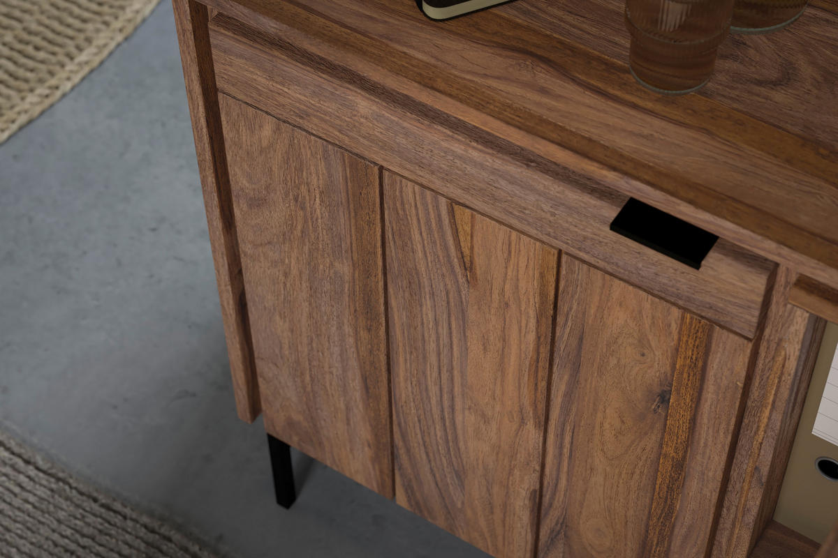 ECKSCHREIBTISCH 143,4/135/38/65/72,5/76 cm  in Braun  - Schwarz/Braun, Design, Holz/Metall (143,4/135/38/65/72,5/76cm) - Carryhome