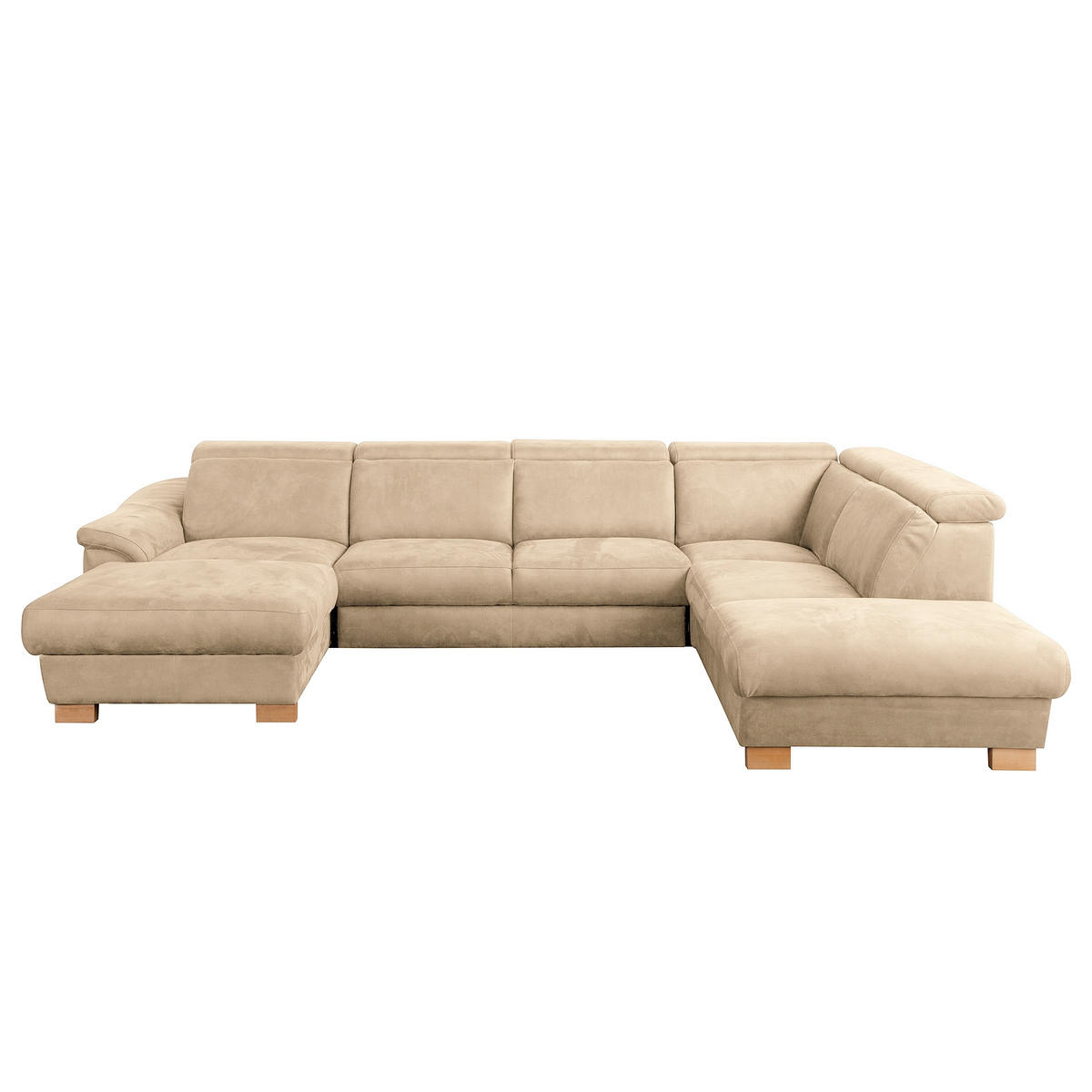 WOHNLANDSCHAFT Mikrofaser Beige  - Beige/Naturfarben, Design, Holz/Textil (238/347/273cm) - Livetastic