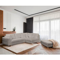 ECKSOFA inkl. Hocker Ariella in Bouclé Grau  231/161 cm  - Naturfarben/Grau, Design, Holz/Textil (231/161cm) - Livetastic