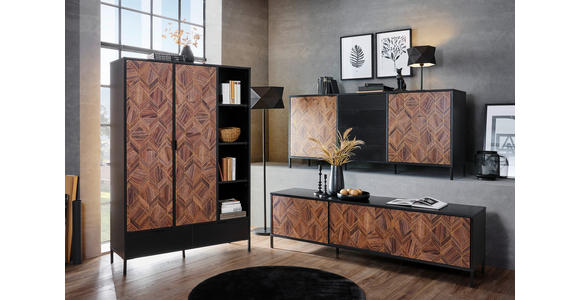 SIDEBOARD Schwarz, Goldfarben Einlegeböden  - Goldfarben/Schwarz, Trend, Holzwerkstoff/Metall (187,8/84/42cm) - Hom`in