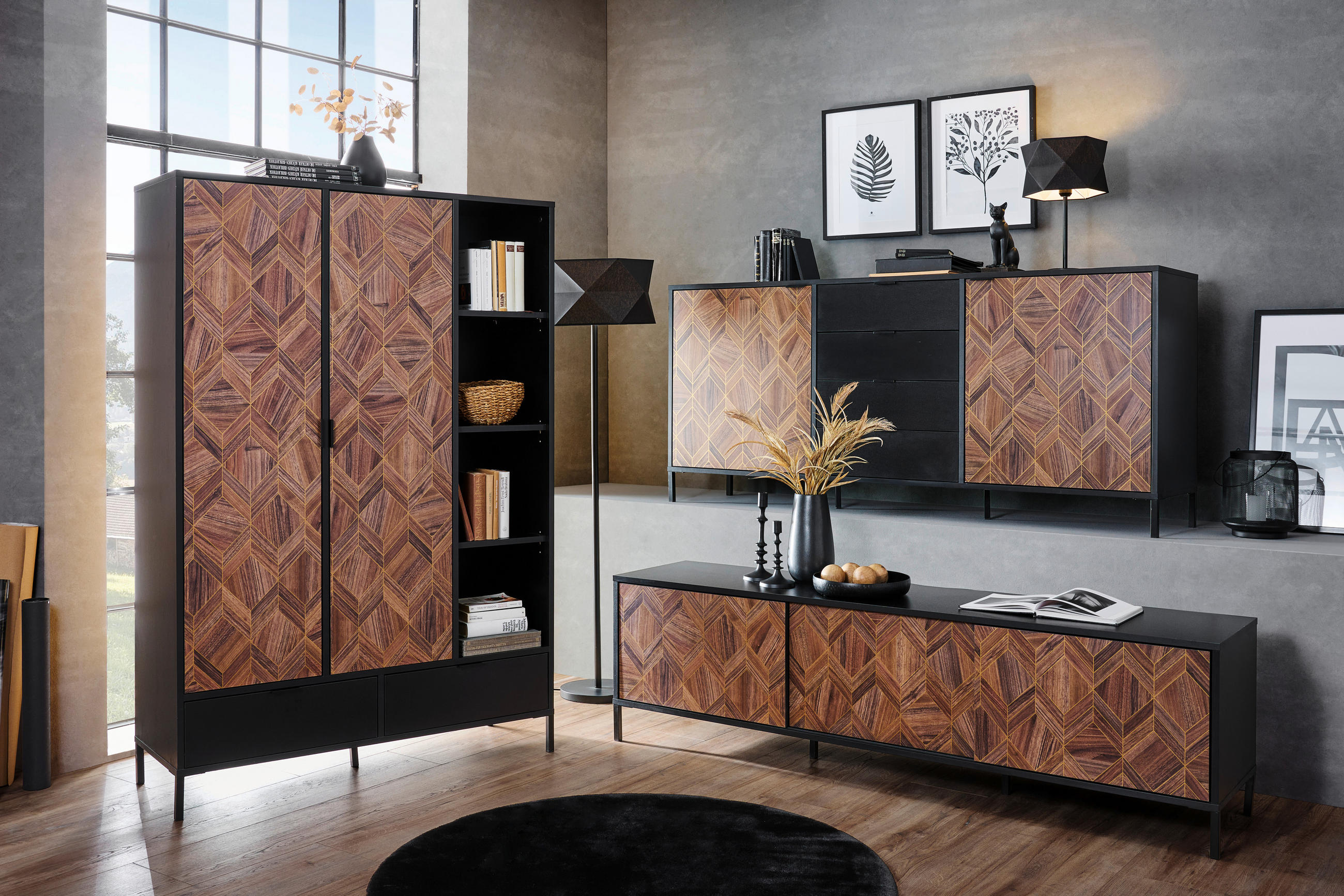 HIGHBOARD in 117,1/173,6/42 cm - Goldfarben/Schwarz, Trend, Holzwerkstoff/Metall (117,1/173,6/42cm) - Hom`in