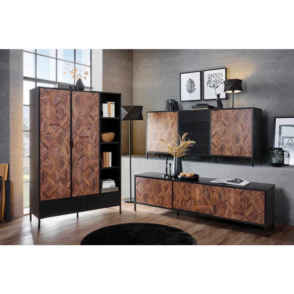 Thumbnail - Hom`in Lowboard, Schwarz, Gold, Holzwerkstoff, 187.8x54x42 cm, Typenauswahl, stehend, Wohnzimmer, Wohnwände, Lowboards, ...