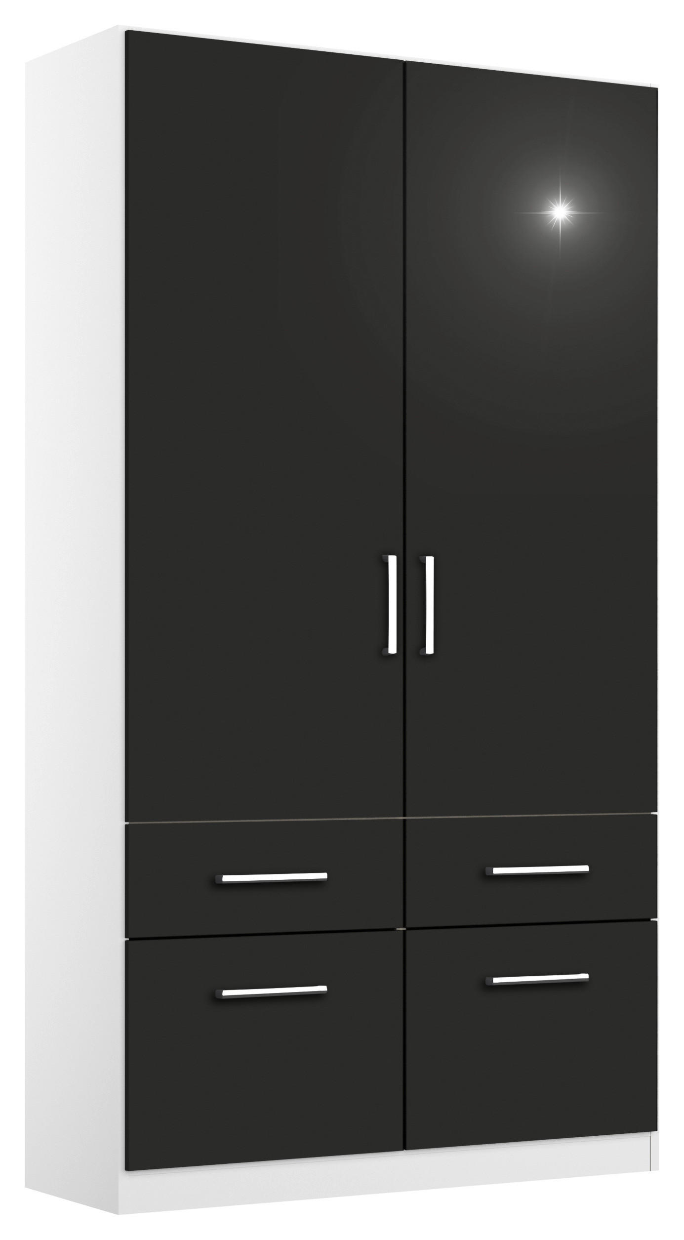 DREHTÜRENSCHRANK  in Weiß, Grau  - Chromfarben/Weiß, MODERN, Holzwerkstoff/Kunststoff (91/197/54cm) - Rauch Möbel