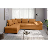 ECKSCHLAFSOFA Alvito Goldfarben Mikrofaser  - Goldfarben/Schwarz, MODERN, Holz/Textil (202/298cm) - MID.YOU