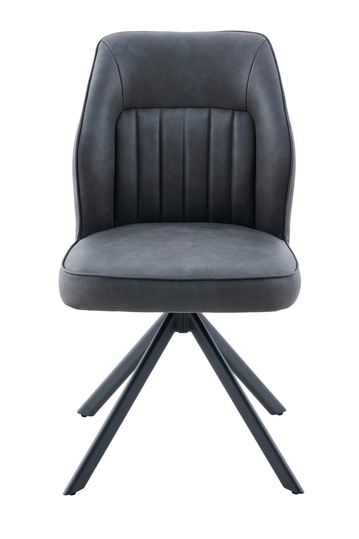 STUHL-SET 2 Stück erweiterbar, Sitzfläche 360° drehbar Lederlook  - Anthrazit/Schwarz, MODERN, Textil/Metall (51/92/65cm) - MID.YOU