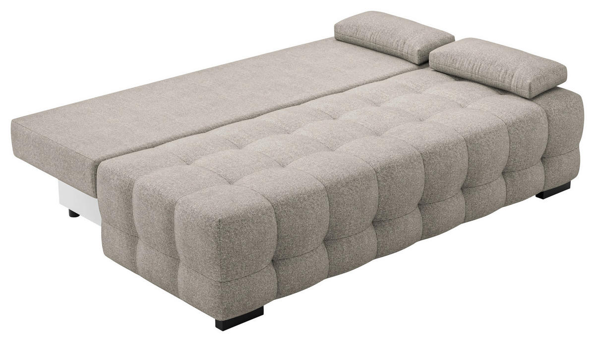 SCHLAFSOFA Jensen  mit Stoffauswahl, Schlafen auf Sitzhöhe, Rücken echt Struktur Hellbraun  - Hellbraun/Schwarz, KONVENTIONELL, Kunststoff/Textil (209/96/100cm) - Stylife