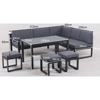 DINING-LOUNGESET 6-teilig  - Dunkelgrau/Anthrazit, Design, Glas/Textil (213/169cm) - Ambia Garden