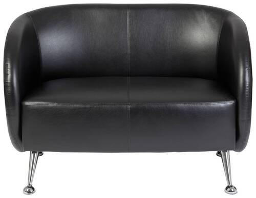 2-SITZER-SOFA Lederlook Schwarz  - Chromfarben/Schwarz, MODERN, Textil/Metall (118/85/58cm) - MID.YOU