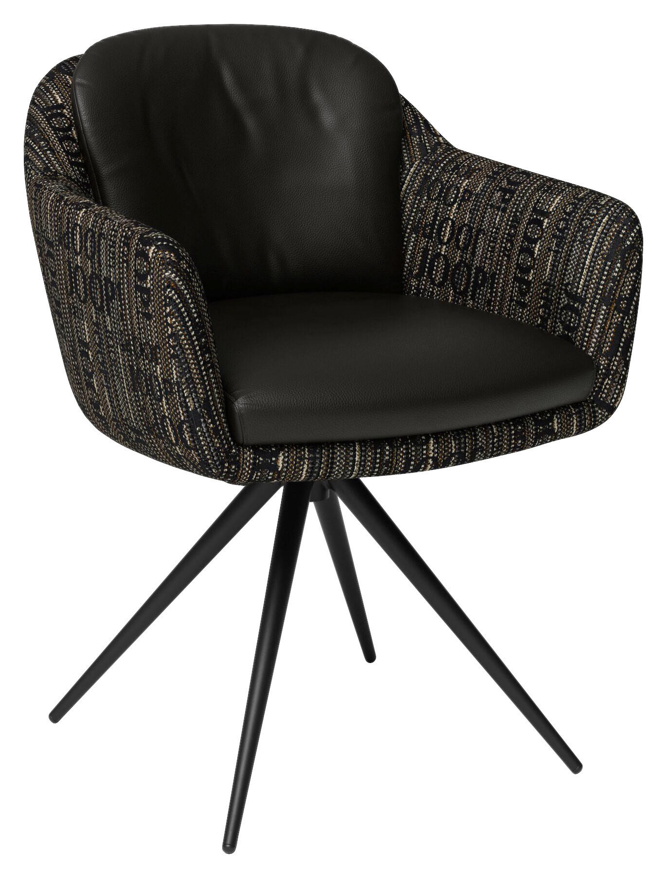 ARMLEHNSTUHL  in Stahl Flachgewebe Kombination Echtleder/Stoff pigmentiert  - Schwarz/Braun, Design, Leder/Textil (63/83/65cm) - Joop!