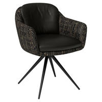 ARMLEHNSTUHL  in Stahl Flachgewebe Kombination Echtleder/Stoff pigmentiert  - Schwarz/Braun, Design, Leder/Textil (63/83/65cm) - Joop!