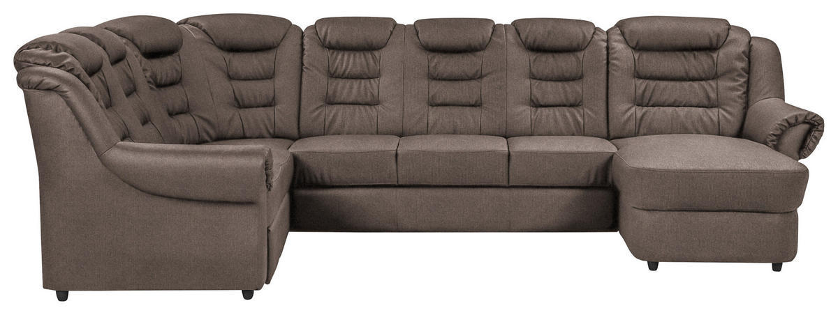 WOHNLANDSCHAFT in Chenille Taupe  - Taupe/Schwarz, Konventionell, Kunststoff/Textil (216/333/165cm) - Livetastic