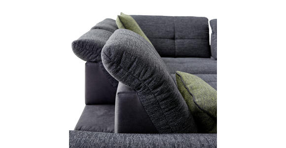 ECKSOFA in Chenille, Mikrofaser Schwarz, Dunkelgrau  - Chromfarben/Dunkelgrau, Design, Textil (313/242cm) - Xora