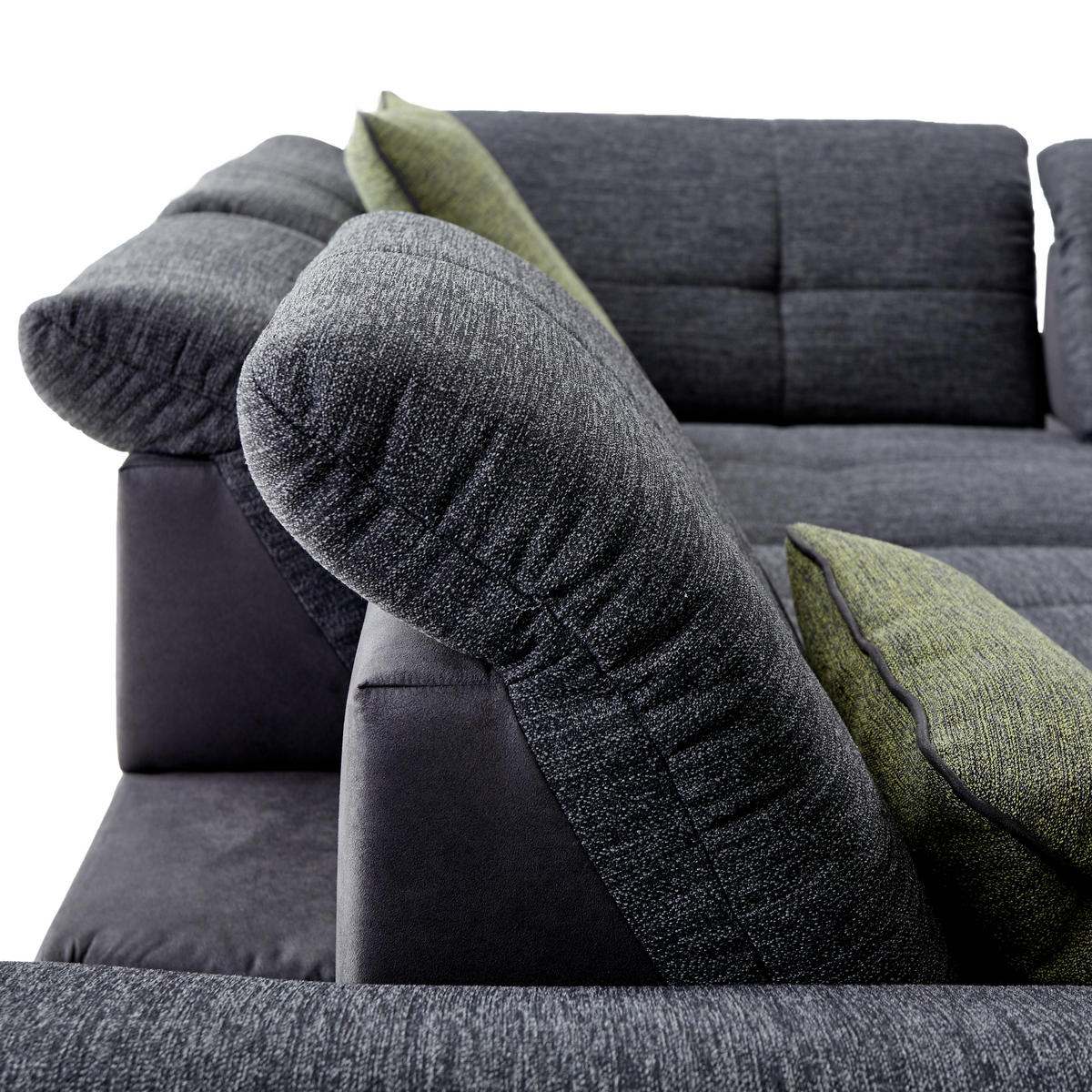 ECKSOFA Schwarz, Dunkelgrau Chenille, Mikrofaser  - Chromfarben/Dunkelgrau, Design, Textil (242/313cm) - Xora