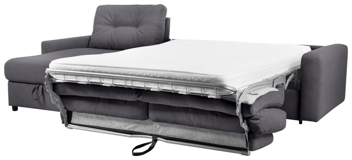 ECKSOFA Dunkelgrau Webstoff  - Dunkelgrau/Schwarz, KONVENTIONELL, Kunststoff/Textil (160/270cm) - Carryhome