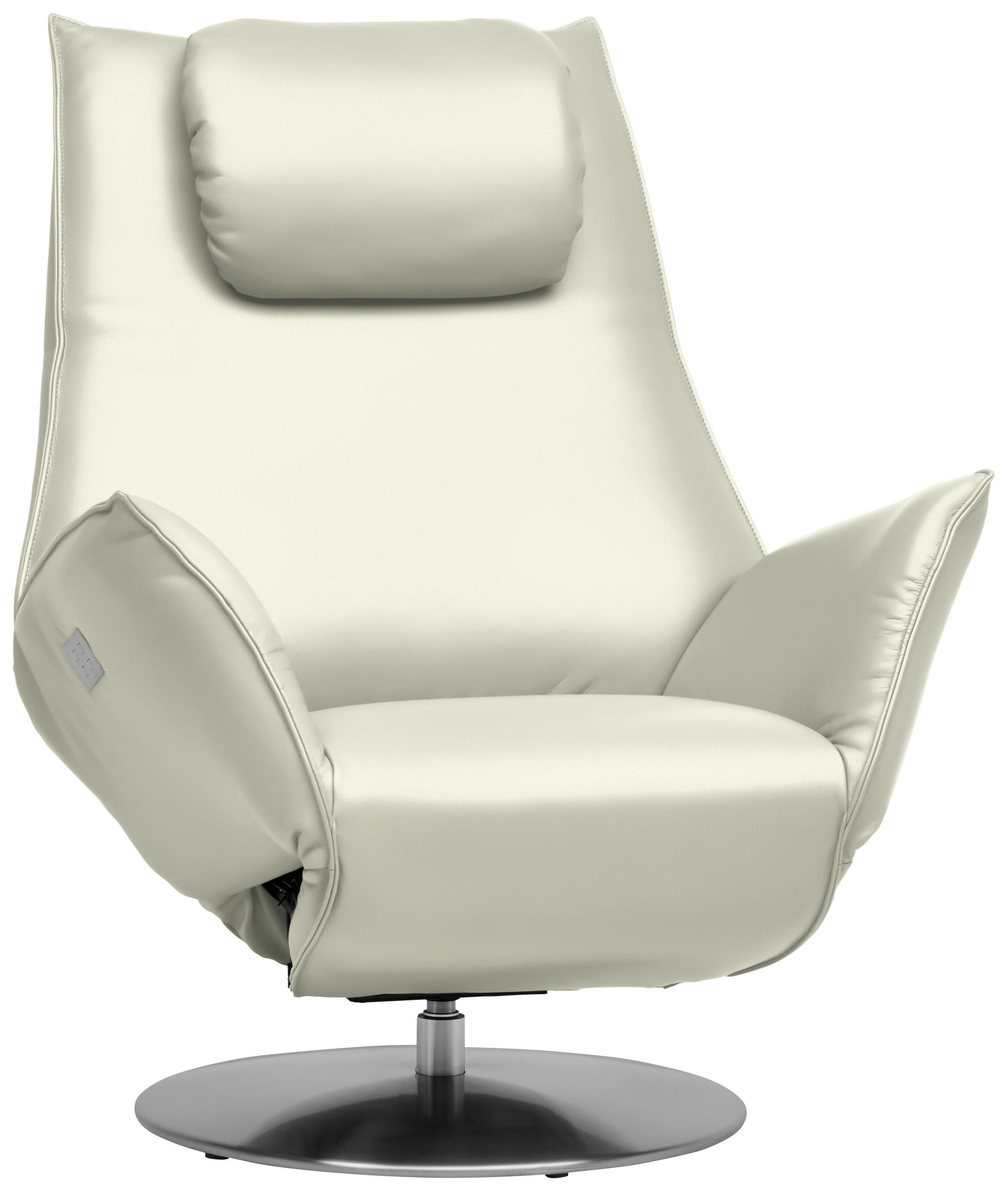 RELAXSESSEL in Leder Weiss  - Weiss/Edelstahlfarben, Design, Leder/Metall (92/79/90cm) - Koinor