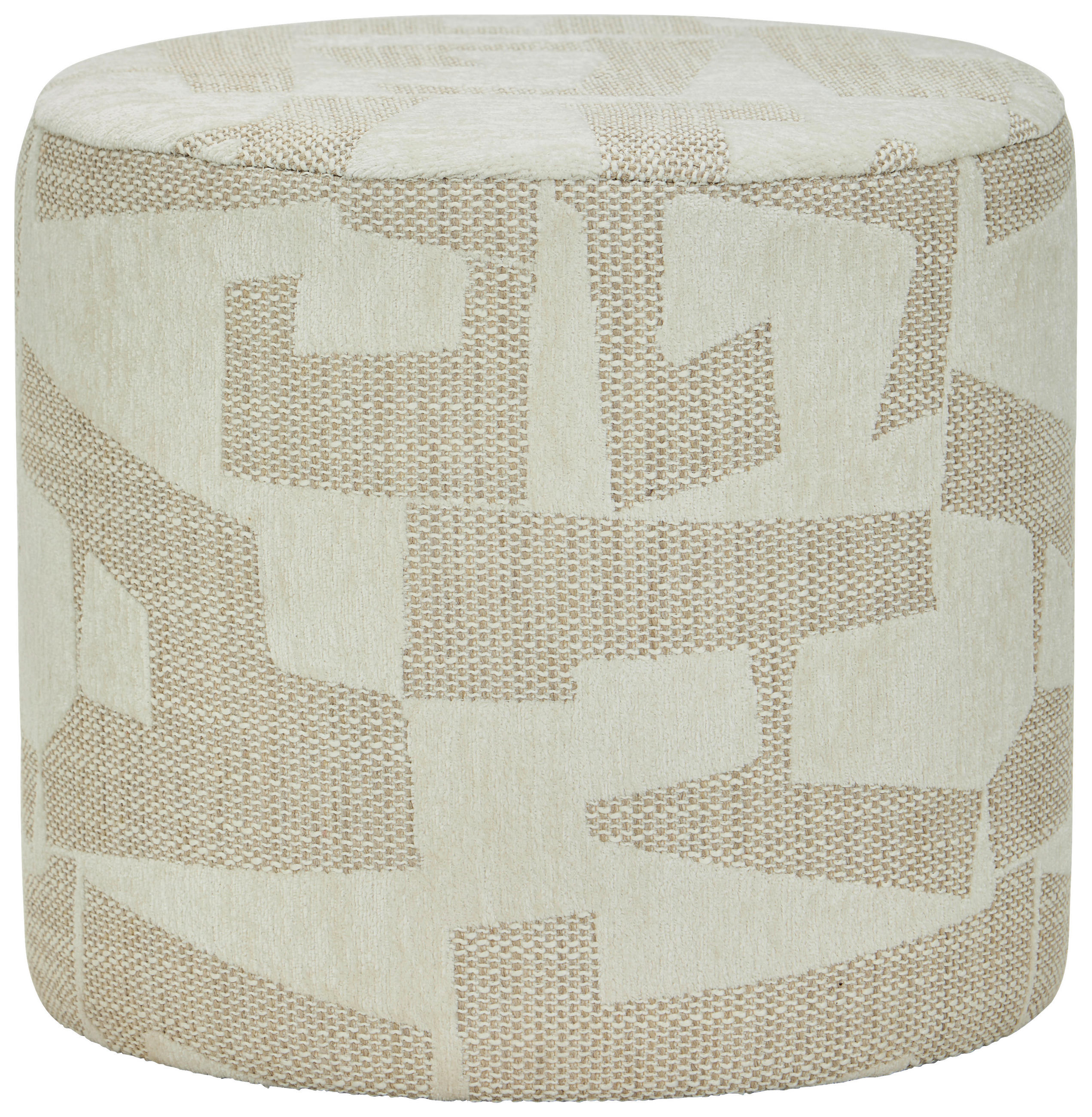 Taburet din textil, material pe bază de lemn, alb - alb, Lifestyle, textil/material pe bază de lemn (45/40/45cm) - Xora