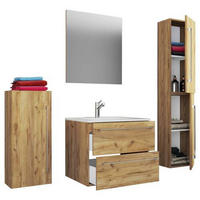 BADEZIMMER 5-teilig  in 126 cm  - Honigeiche/Weiss, Modern, Keramik/Holzwerkstoff (126cm) - MID.YOU