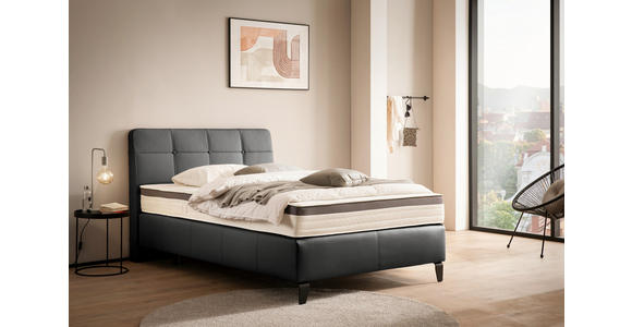 BOXSPRINGBETT 180/200 cm  in Schwarz  - Chromfarben/Schwarz, Basics, Leder/Holz (180/200cm) - Novel