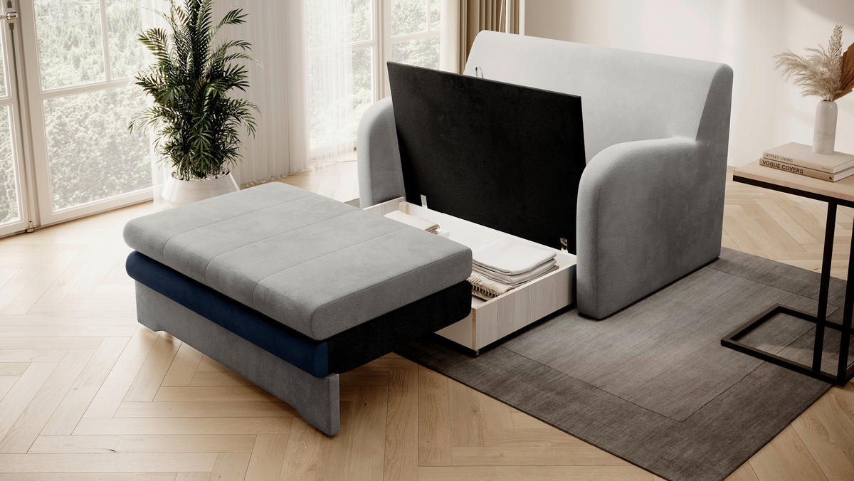 SCHLAFSOFA in Textil Anthrazit, Blau  - Blau/Anthrazit, Design, Kunststoff/Textil (244/97/97cm) - MID.YOU