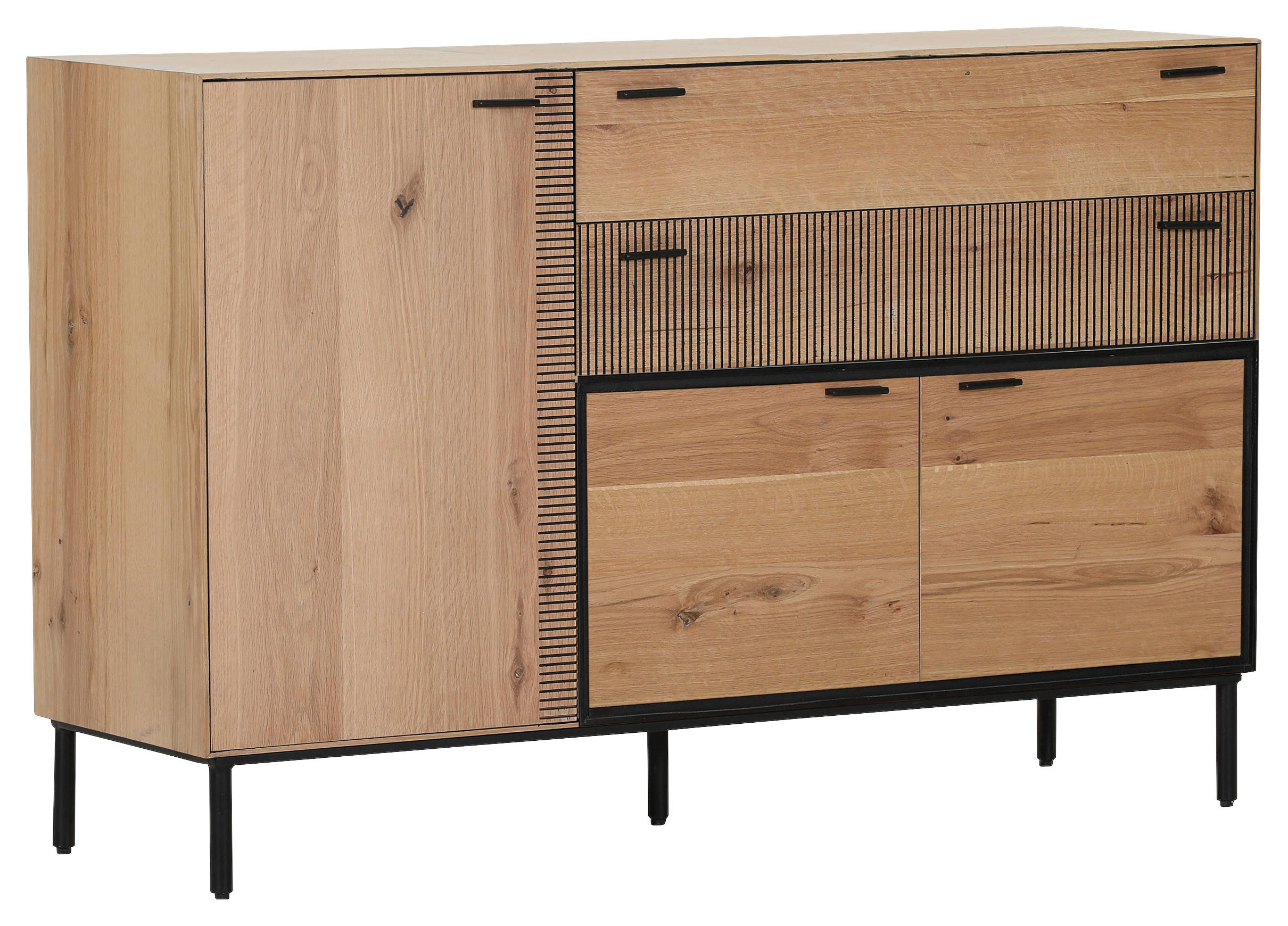 SIDEBOARD  in 140/90/42 cm  - Eichefarben/Schwarz, LIFESTYLE, Holzwerkstoff/Metall (140/90/42cm) - Novel