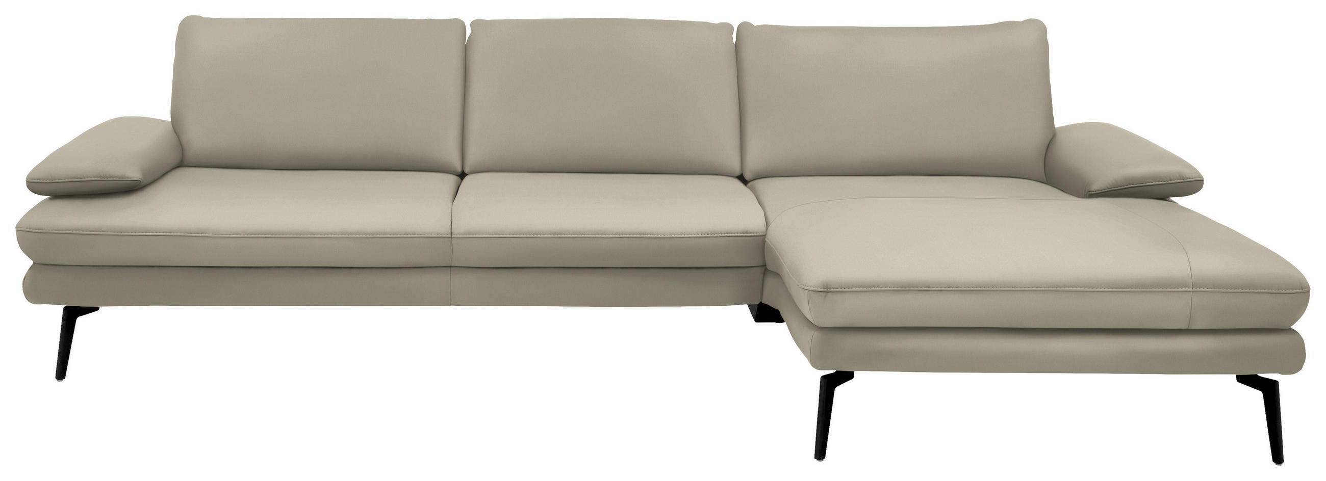 ECKSOFA in Echtleder Ecru  - Ecru/Schwarz, Design, Leder/Metall (310/180cm) - Dieter Knoll