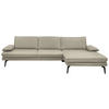 ECKSOFA in Echtleder Ecru  - Ecru/Schwarz, Design, Leder/Metall (310/180cm) - Dieter Knoll