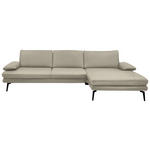 ECKSOFA in Echtleder Ecru  310/180 cm  - Ecru/Schwarz, Design, Leder/Metall (310/180cm) - Dieter Knoll