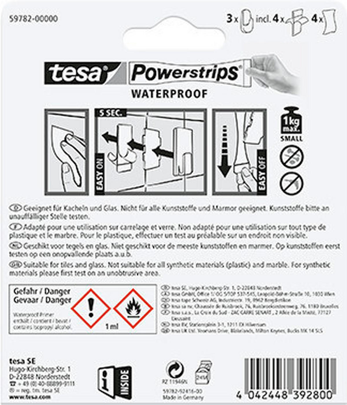 KLEBEHAKEN 3 Stück  in Weiß  - Weiß, Basics, Kunststoff (2,6/12/14cm) - Tesa
