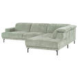 ECKSOFA Mintgrün Chenille Kopfteilverstellung, Sitztiefenverstellung  - Schwarz/Mintgrün, Design, Textil/Metall (307/243cm) - Xora