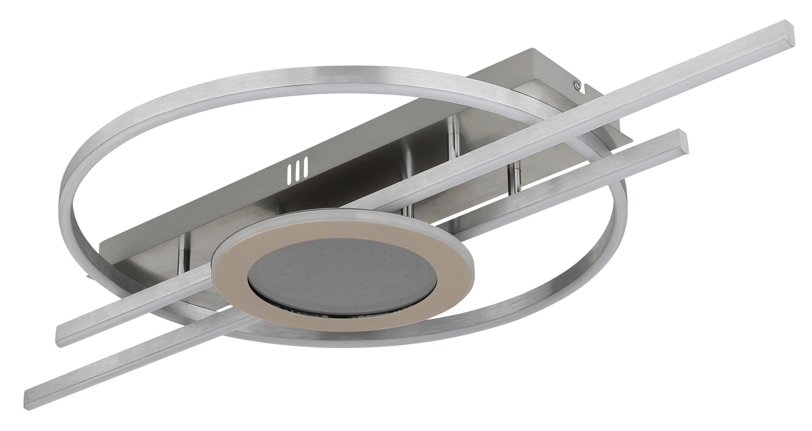 LED-DECKENLEUCHTE Donte 95/50/10 cm  - Sandfarben/Silberfarben, Design, Kunststoff/Metall (95/50/10cm) - Globo