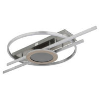 LED-DECKENLEUCHTE Donte 95/50/10 cm  - Sandfarben/Silberfarben, Design, Kunststoff/Metall (95/50/10cm) - Globo