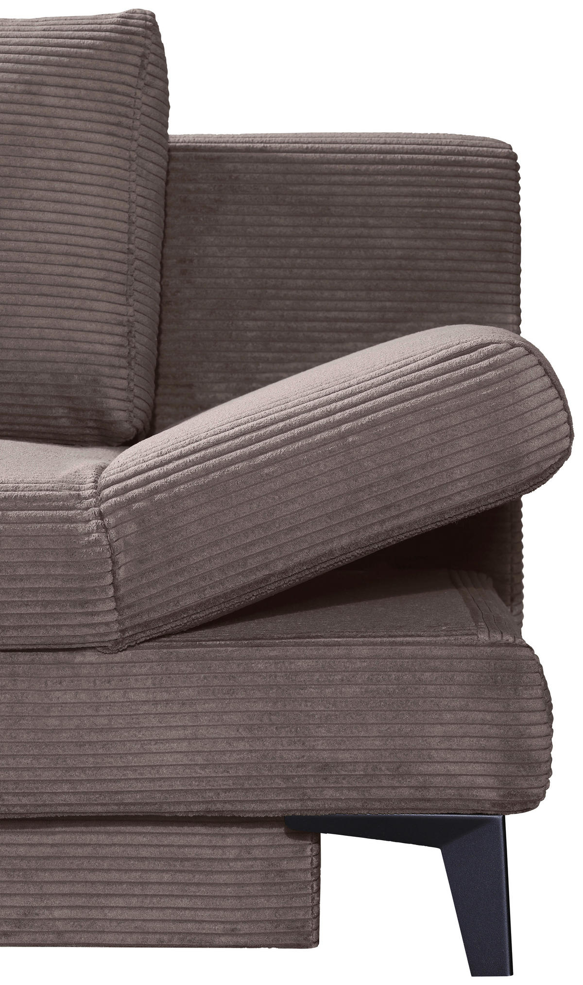 SCHLAFSOFA Cord Taupe  inkl. Bettkasten, Schlaffunktion, Armteilverstellung  - Taupe/Schwarz, Design, Textil/Metall (200/85/90cm) - Novel